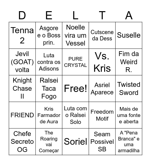 Deltarune chapter 5 Bingo Card