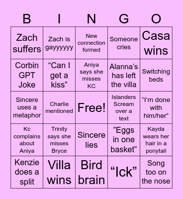 Casa Amor Bingo Card