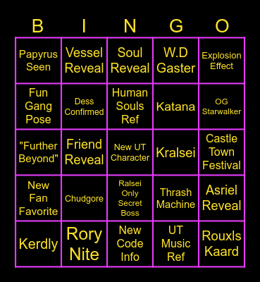 Deltarune CH 5 BINGO Card