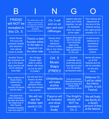 DELTARUNE CH.5 BINGO CARD (Tee's edition) Bingo Card