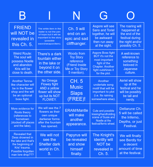DELTARUNE CH.5 BINGO CARD (Tee's edition) Bingo Card