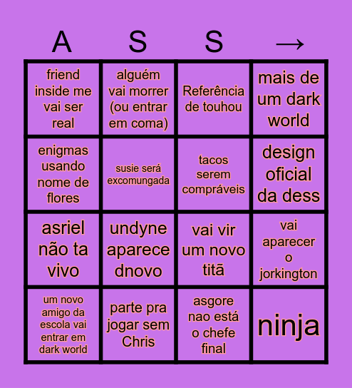 deltarunes capitulo 5 binguss Bingo Card
