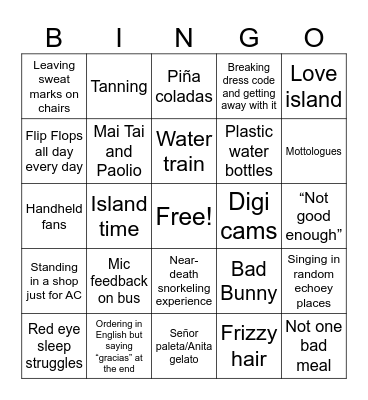 Puerto Rico Bingo Card