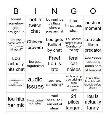 Lou ch bingo Card