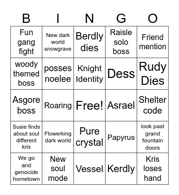 Deltarune bingo 5 Bingo Card