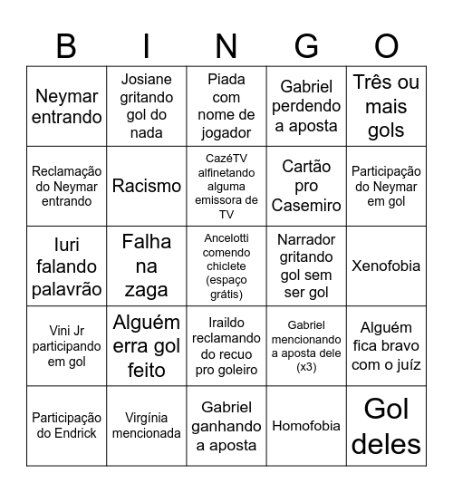 Bingo Bororoi Bingo Card