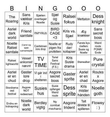 DELTARUNE TOMORROW Bingo Card