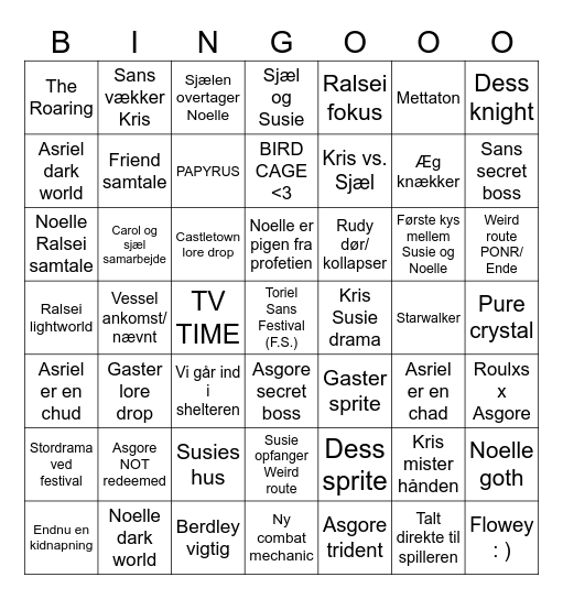 DELTARUNE TOMORROW Bingo Card