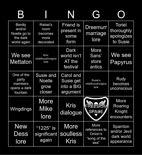 DELTARUNE CHAPTER 5 Bingo Card