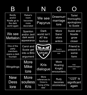 DELTARUNE CHAPTER 5 Bingo Card