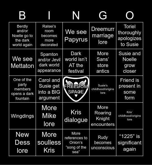 DELTARUNE CHAPTER 5 Bingo Card