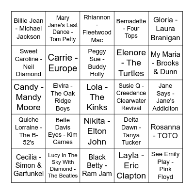 🎵 "Put A Girl In It" 🎵 Bingo Card