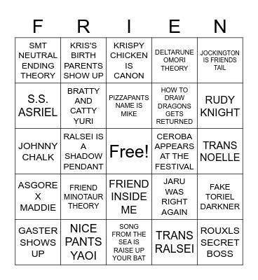 Deltraune CRAKC THEORY Bingo Card