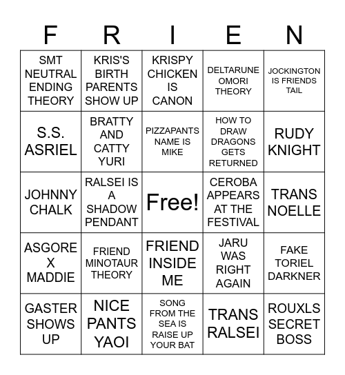 Deltraune CRAKC THEORY Bingo Card