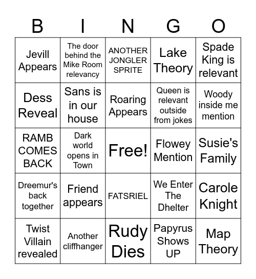 Chapter 5 Bingo Card