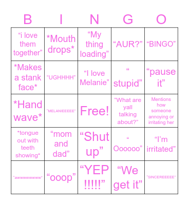What will Dee Dee say? Bingo Card