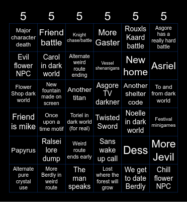 DELTARUNE CHAPTER 5 BINGO Card