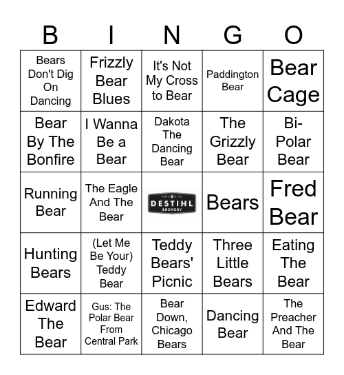 BEARS Bingo Card