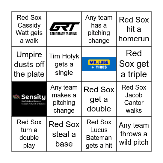 Red Sox Bingo - Presented by West Brant Window World Bingo Card
