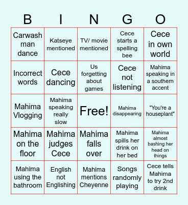 Drunk Bingo Card