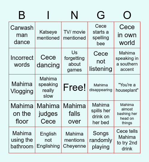 Drunk Bingo Card