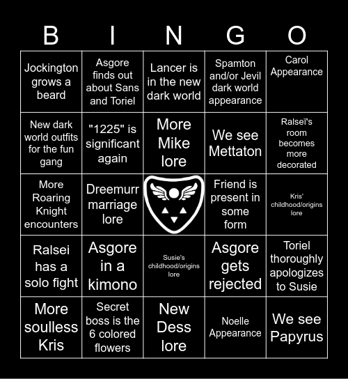 Deltarune Chapter 5 Bingo Card