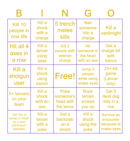 G/D LANCER BINGO 🤑 Bingo Card
