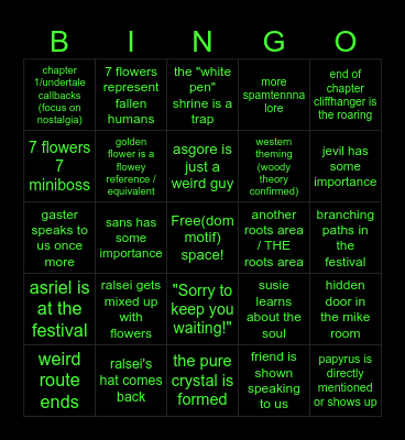 DELTARUNE Chapter 5 Bingo Card
