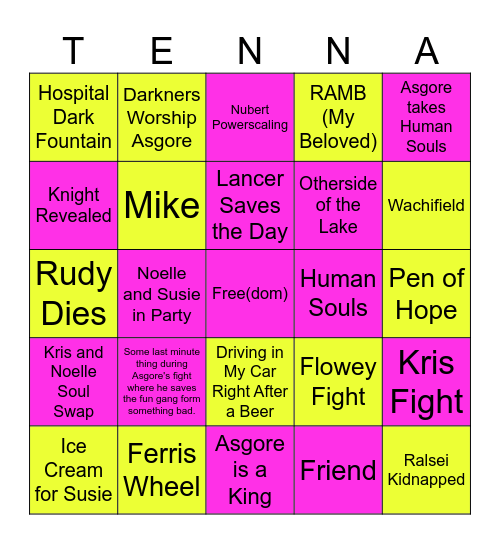 DELTARUNE CHAPTER 5 Bingo Card