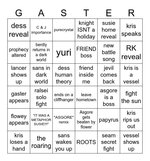 DELTARUNE CH5 Bingo Card