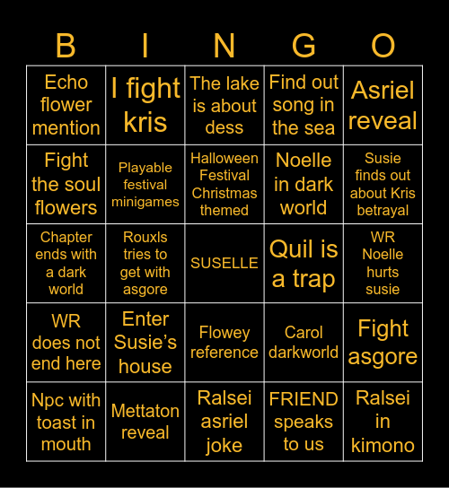 Chapter 5 BINGO Card
