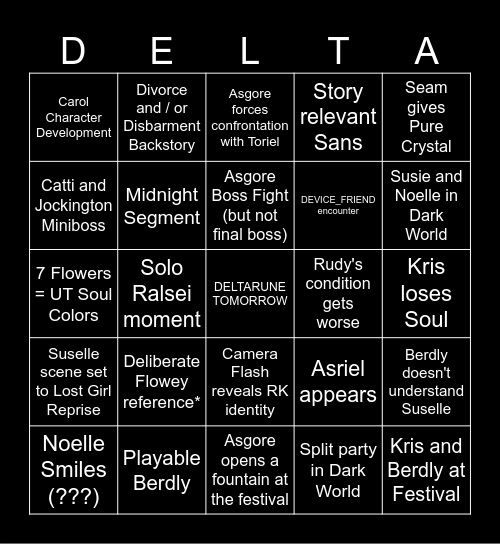 DELTARUNE Bingo Card
