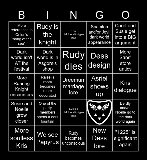 Deltarune Chapter 5 Bingo Card