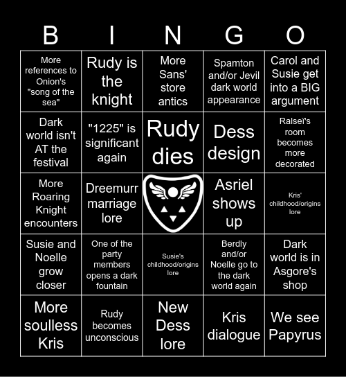Deltarune Chapter 5 Bingo Card