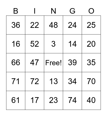 Untitled Bingo Card