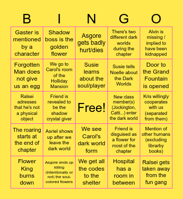 Deltarune Chapter 5 Bingo Card