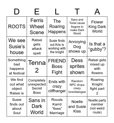 Deltarune Chapter 5 DELTA Bingo Card
