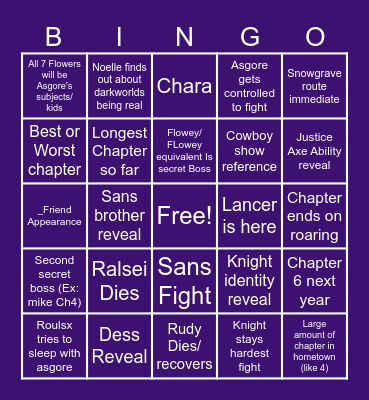 Chapter 5 DELTARUNE Bingo Card