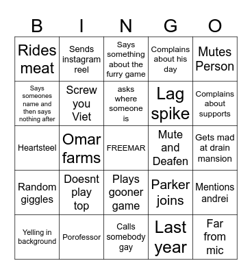 OMAR BINGO Card