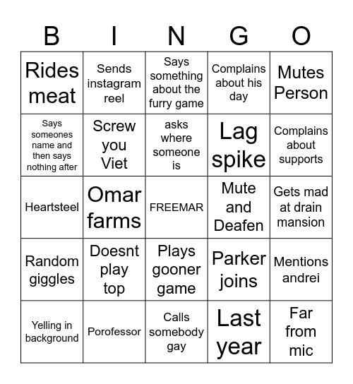 OMAR BINGO Card