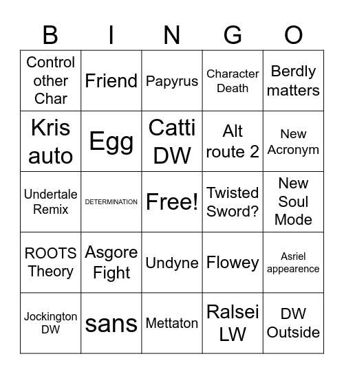 DELTA 5 Bingo Card