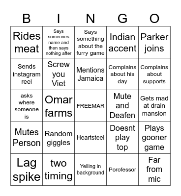 OMAR BINGO Card