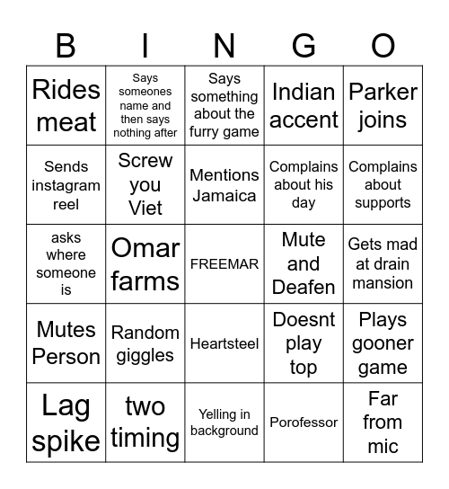 OMAR BINGO Card