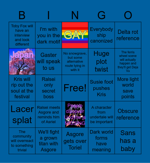 Deltarune Bingo Card
