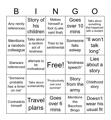 Bacchoo Bingo Card