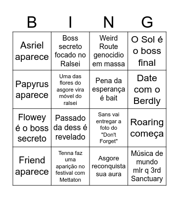 DELTARUNE Chapter 5 Bingo Card