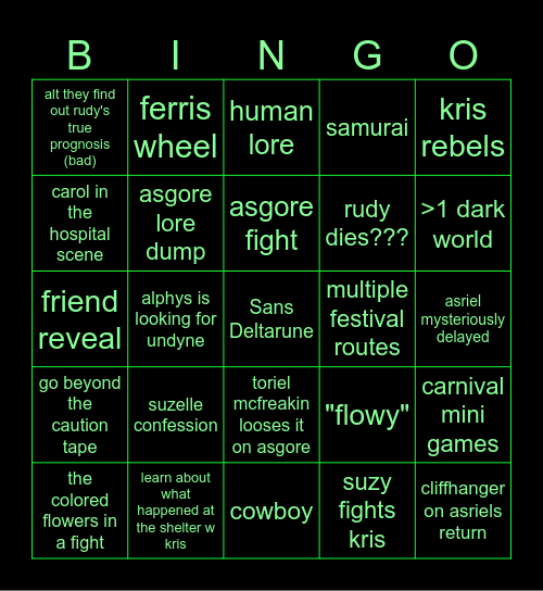 deltarune ch 5 predictions Bingo Card