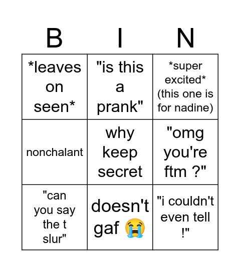 Untitled Bingo Card