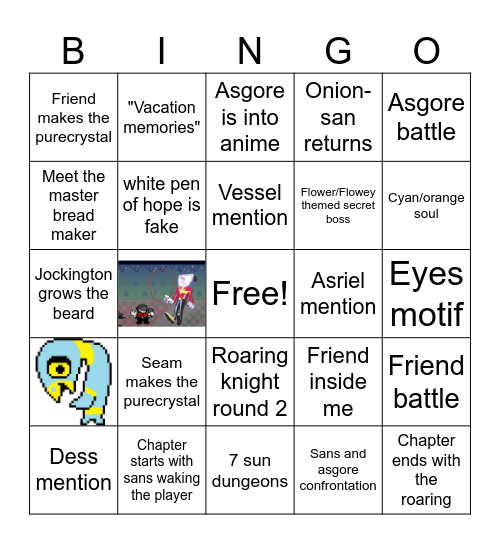 Deltarune CH5 Predictions Bingo Card