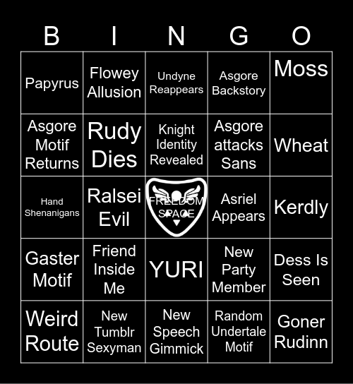 Deltarune Chapter 5 Bingo Card